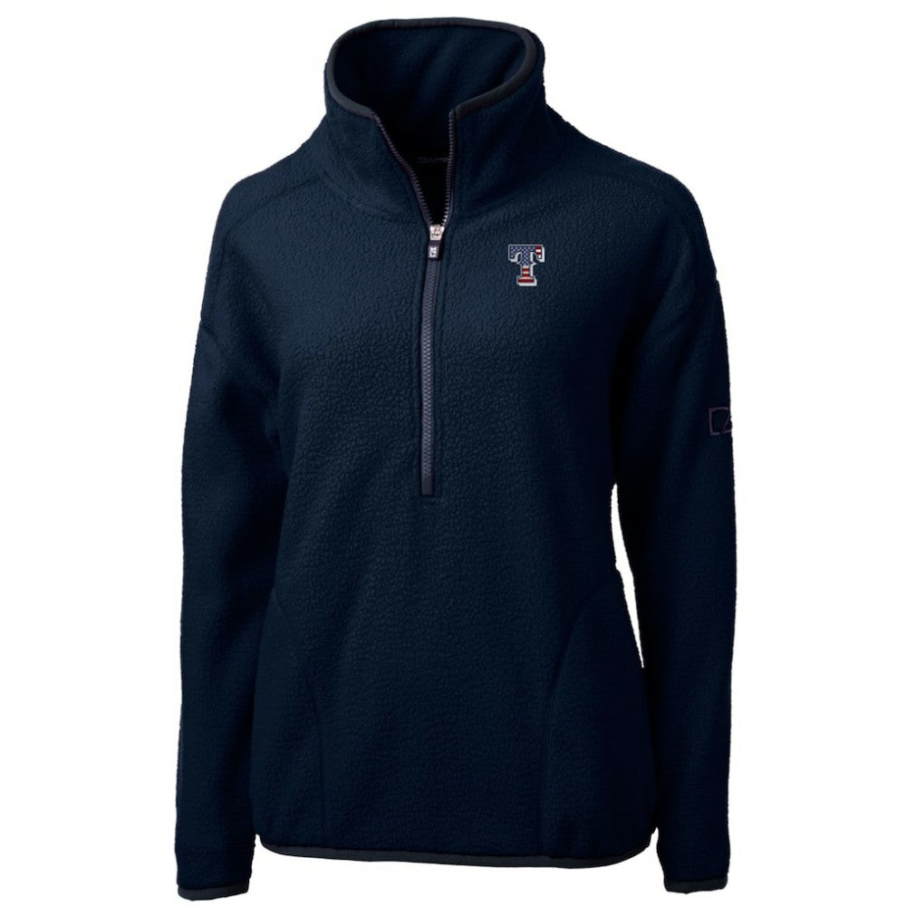 Texas Rangers Cutter & Buck Women's Americana Logo Cascade Eco Sherpa Fleece Half-Zip Pullover Jacket - MLB