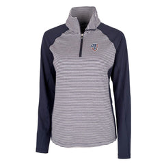 Milwaukee Brewers Cutter & Buck Women's Americana Logo Forge Tonal Stripe Stretch Half-Zip Pullover Top - MLB