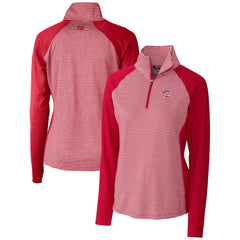 Cincinnati Reds Cutter & Buck Women's Americana Logo Forge Tonal Stripe Stretch Half-Zip Pullover Top - MLB
