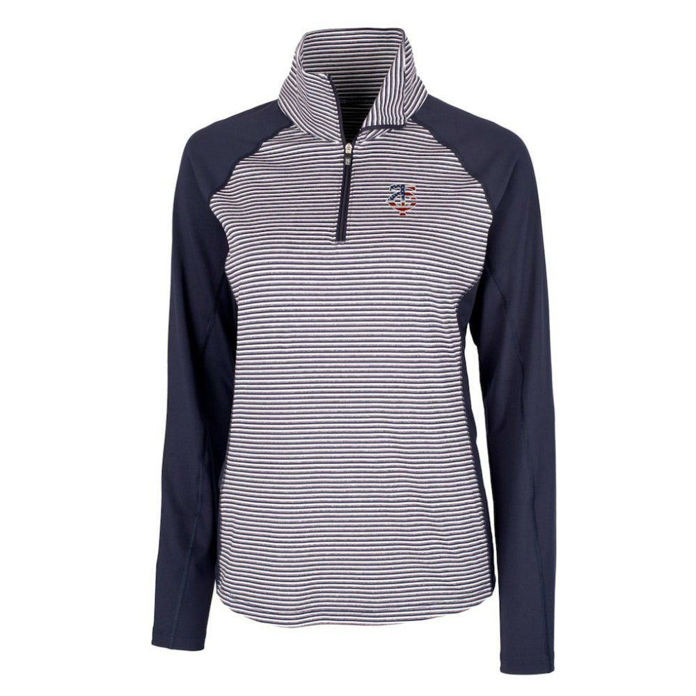 Minnesota Twins Cutter & Buck Women's Americana Logo Forge Tonal Stripe Stretch Half-Zip Pullover Top - MLB