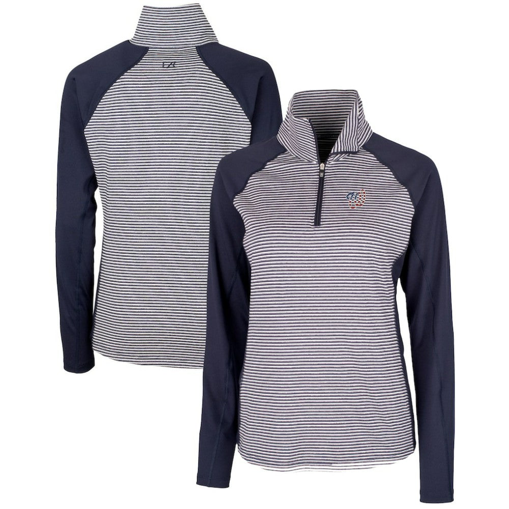 Washington Nationals Cutter & Buck Women's Americana Logo Forge Tonal Stripe Stretch Half-Zip Pullover Top - MLB