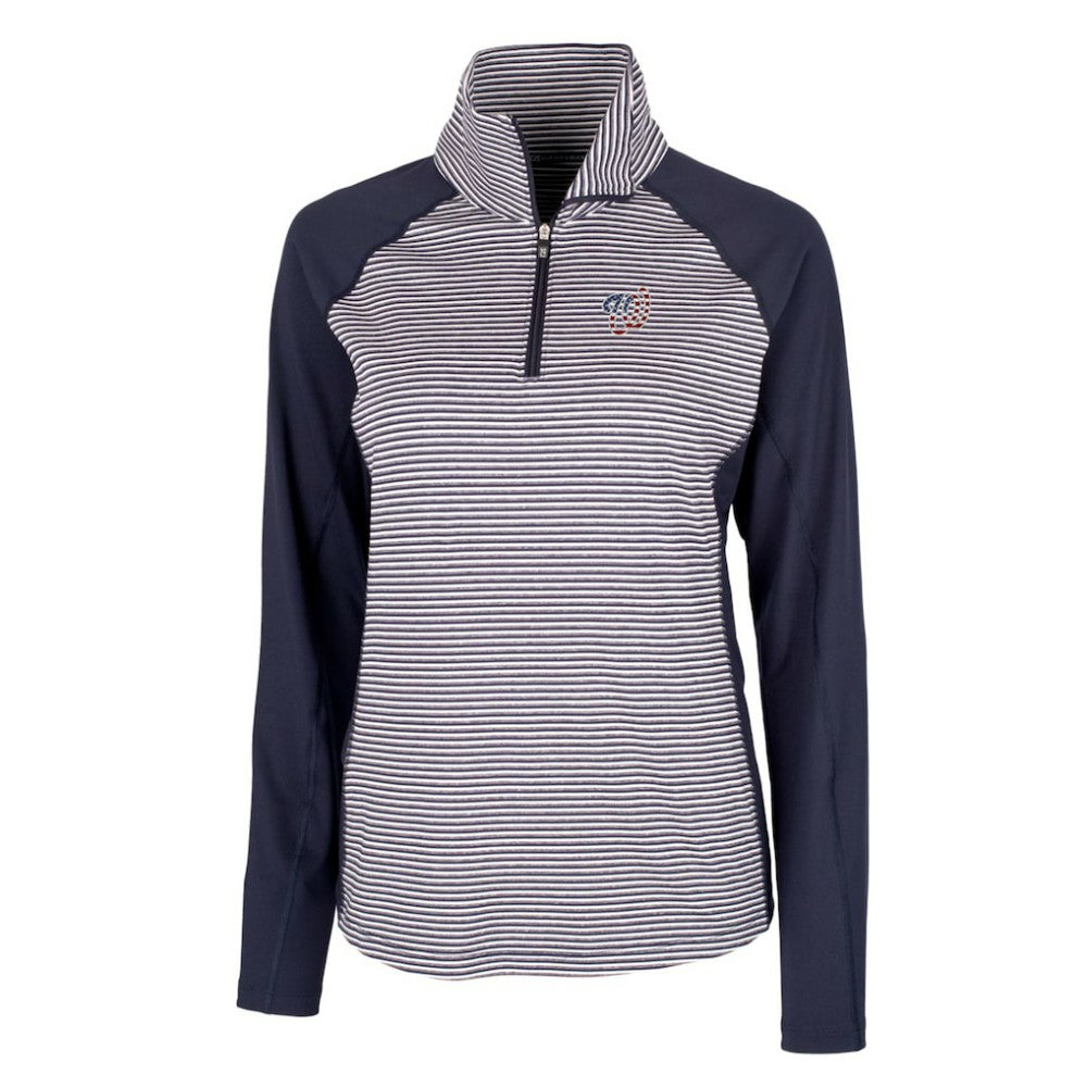 Washington Nationals Cutter & Buck Women's Americana Logo Forge Tonal Stripe Stretch Half-Zip Pullover Top - MLB