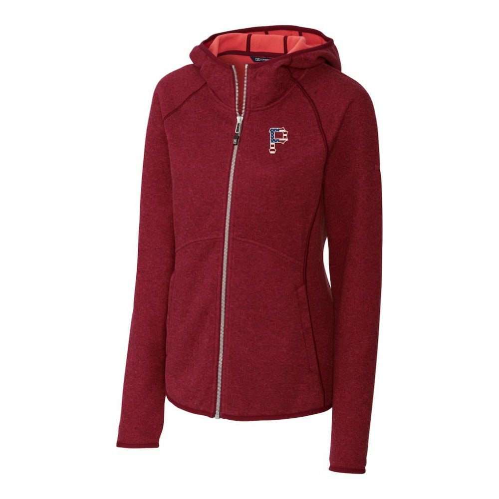 Pittsburgh Pirates Cutter & Buck Women's Americana Logo Mainsail Sweater-Knit Full-Zip Hoodie - MLB