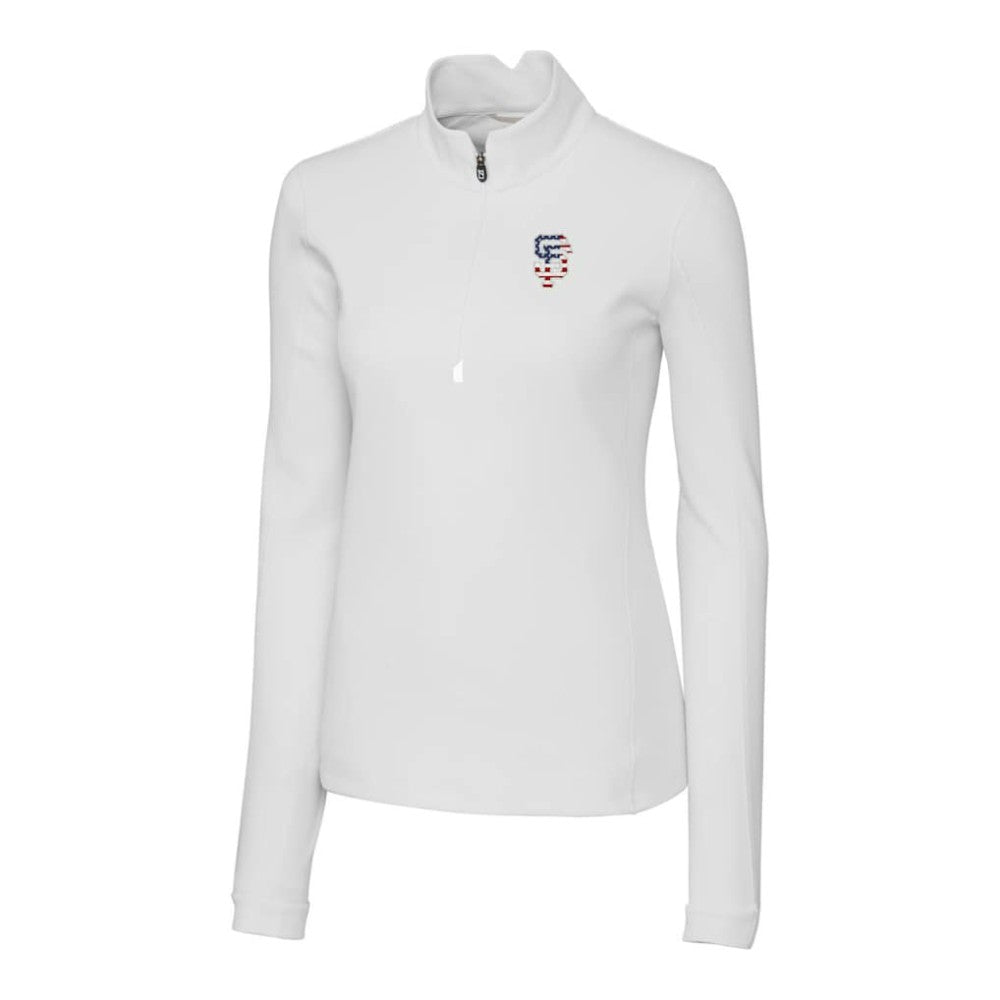 San Francisco Giants Cutter & Buck Women's Americana Logo DryTec Traverse Stretch Quarter-Zip Pullover Top - MLB