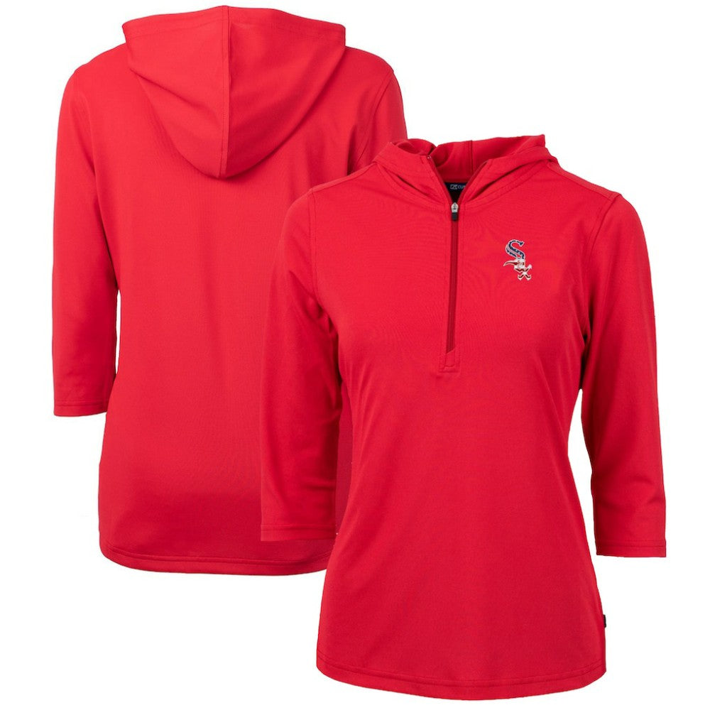 Chicago White Sox Cutter & Buck Women's Americana Logo DryTec Virtue Eco Pique Recycled Half-Zip Pullover Hoodie - MLB