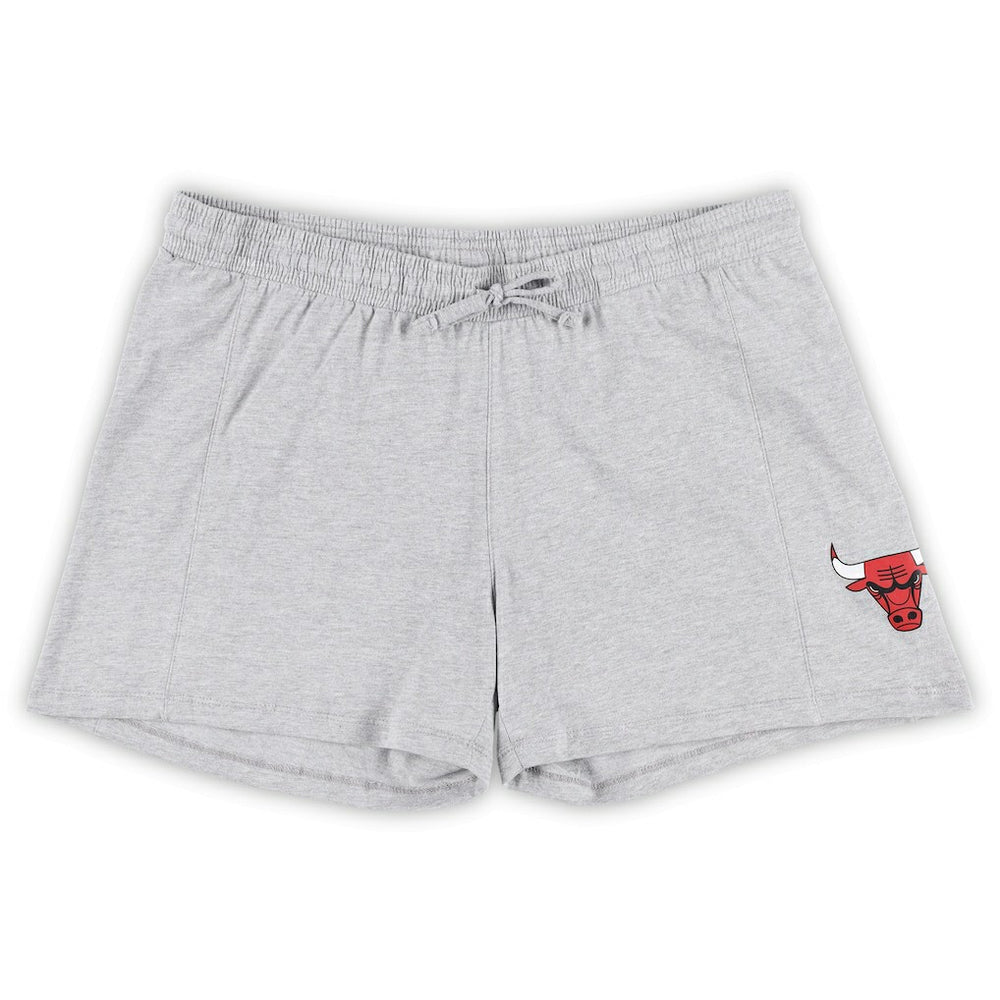 Chicago Bulls Women's Plus Size T-Shirt & Shorts Combo Set Red/Heather Gray - NBA