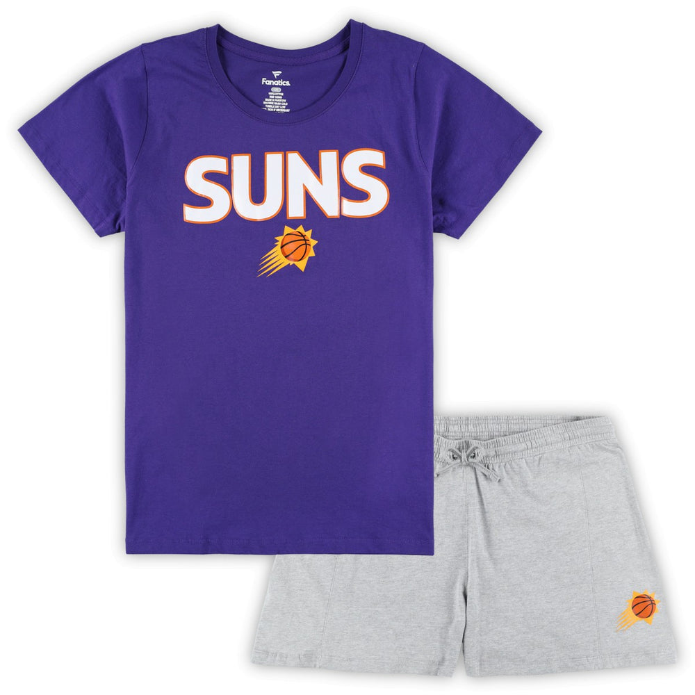 Phoenix Suns Women's Plus Size T-Shirt & Shorts Combo Set Purple/Heather Gray - NBA