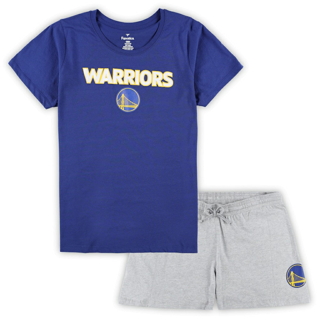 Golden State Warriors Women's Plus Size T-Shirt & Shorts Combo Set Royal/Heather Gray - NBA