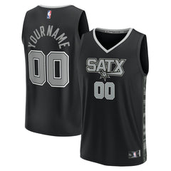 San Antonio Spurs Fast Break Custom Replica Jersey Black Statement Edition - NBA