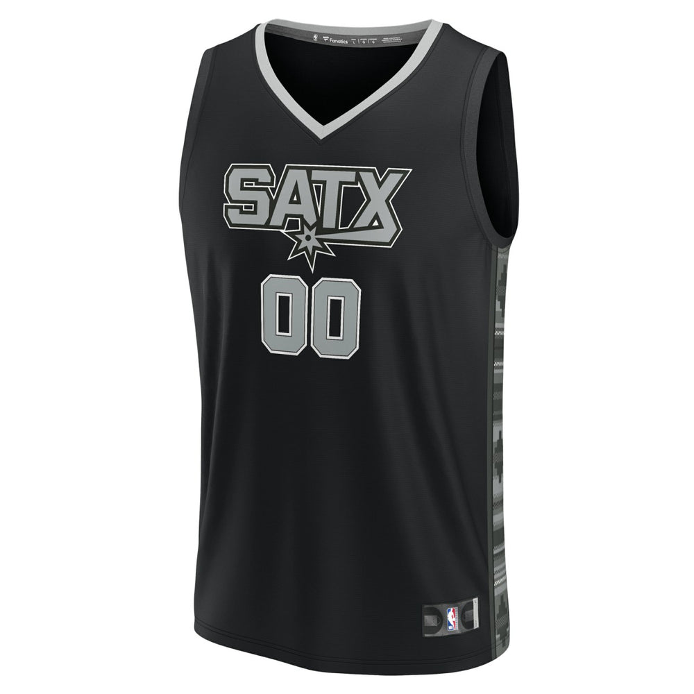San Antonio Spurs Fast Break Custom Replica Jersey Black Statement Edition - NBA