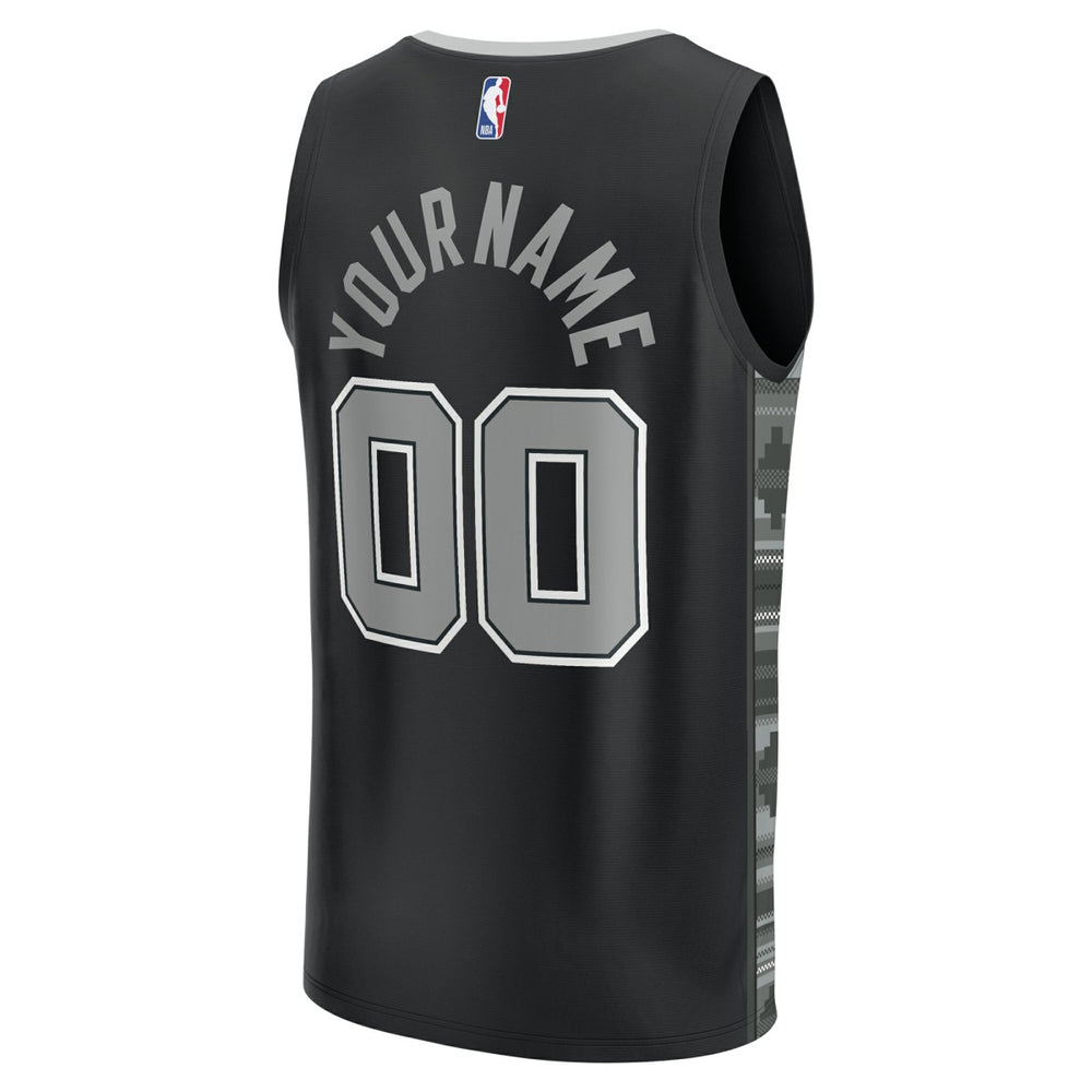 San Antonio Spurs Fast Break Custom Replica Jersey Black Statement Edition - NBA