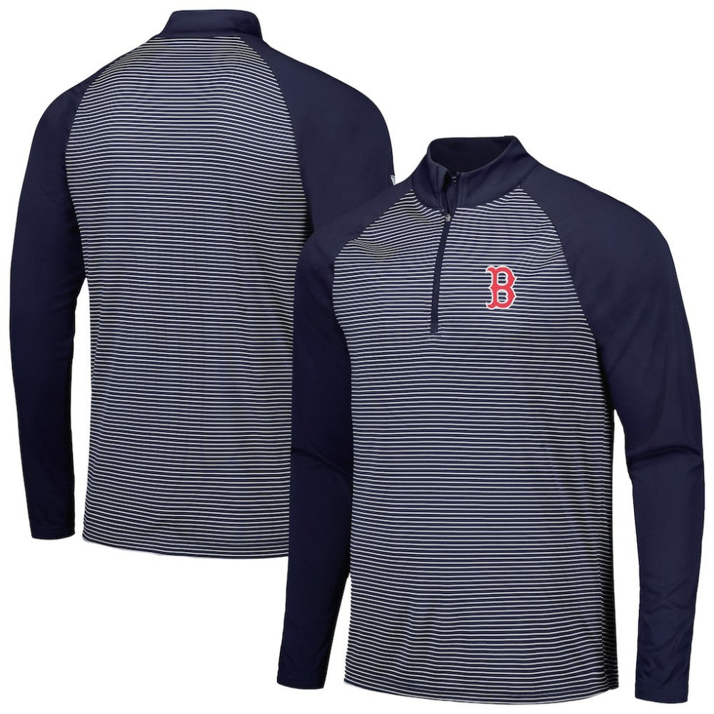 Boston Red Sox Levelwear Charter Striped Raglan Quarter-Zip Top - MLB
