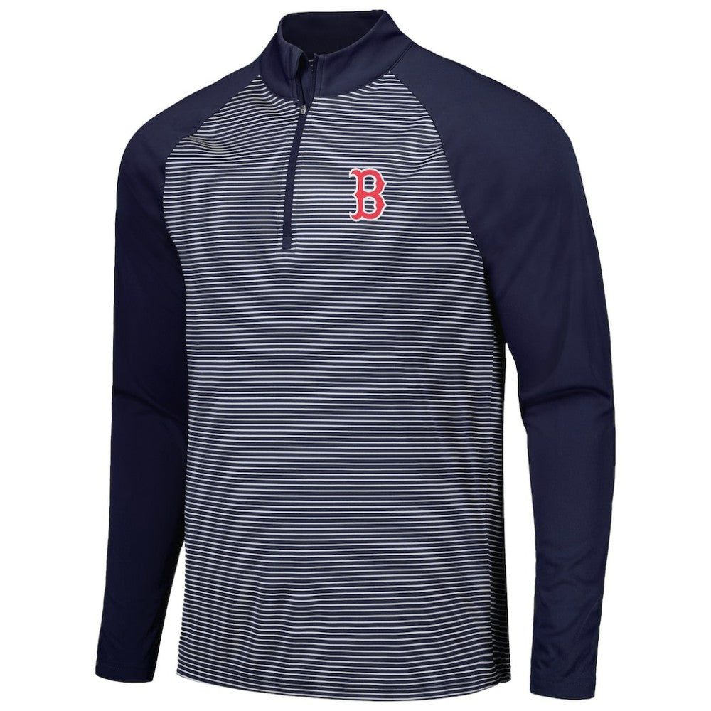Boston Red Sox Levelwear Charter Striped Raglan Quarter-Zip Top - MLB