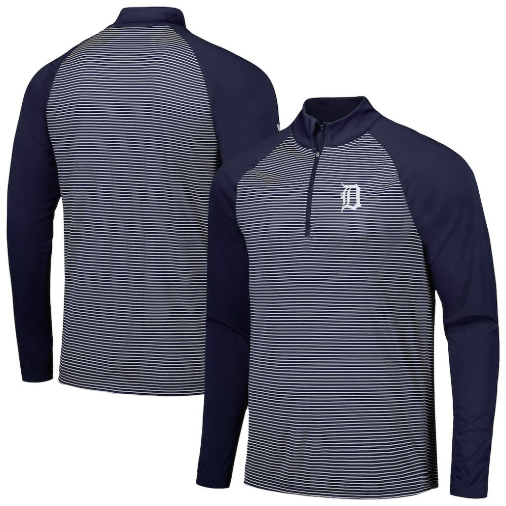 Detroit Tigers Levelwear Charter Striped Raglan Quarter-Zip Top - MLB