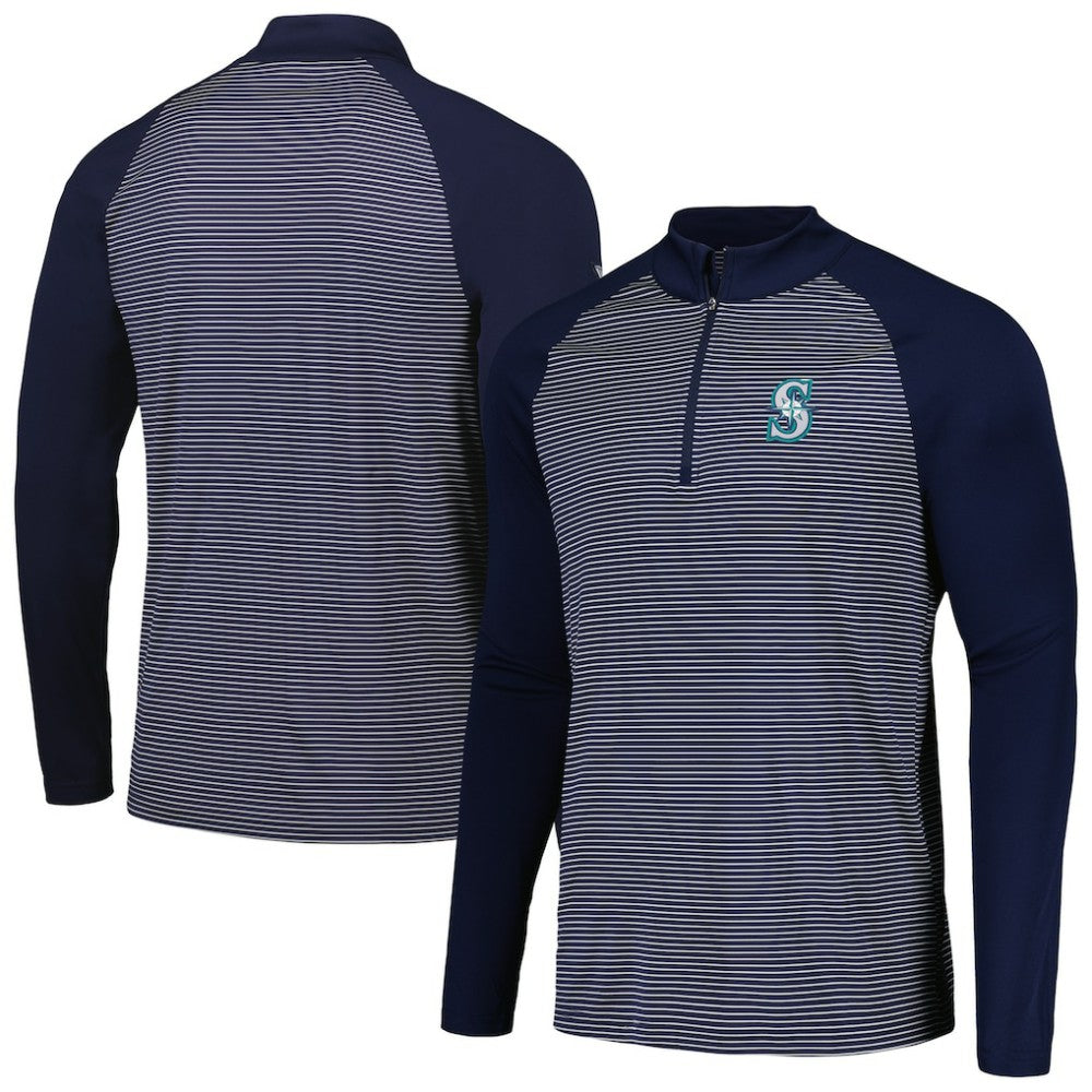 Seattle Mariners Levelwear Charter Striped Raglan Quarter-Zip Top - MLB