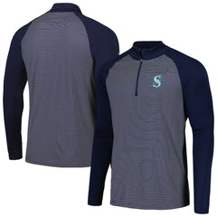 Seattle Mariners Levelwear Charter Striped Raglan Quarter-Zip Top - MLB