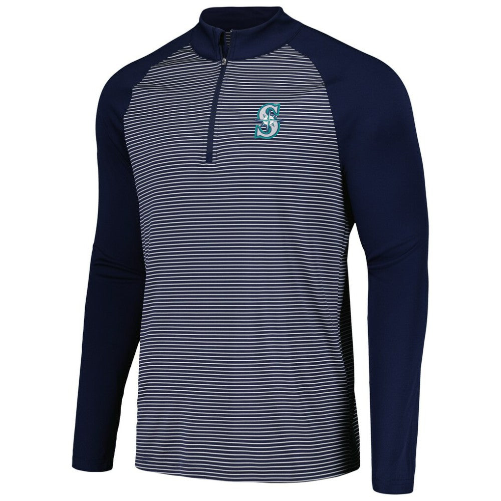 Seattle Mariners Levelwear Charter Striped Raglan Quarter-Zip Top - MLB