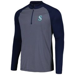 Seattle Mariners Levelwear Charter Striped Raglan Quarter-Zip Top - MLB