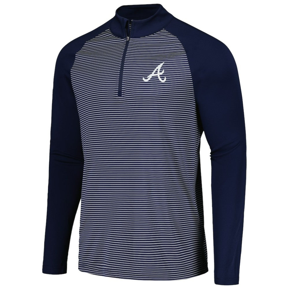Atlanta Braves Levelwear Charter Striped Raglan Quarter-Zip Top - MLB