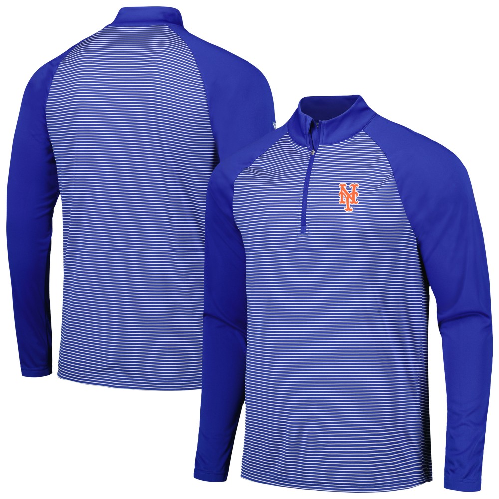 New York Mets Levelwear Charter Striped Raglan Quarter-Zip Top - MLB