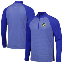 Milwaukee Brewers Levelwear Charter Striped Raglan Quarter-Zip Top - MLB