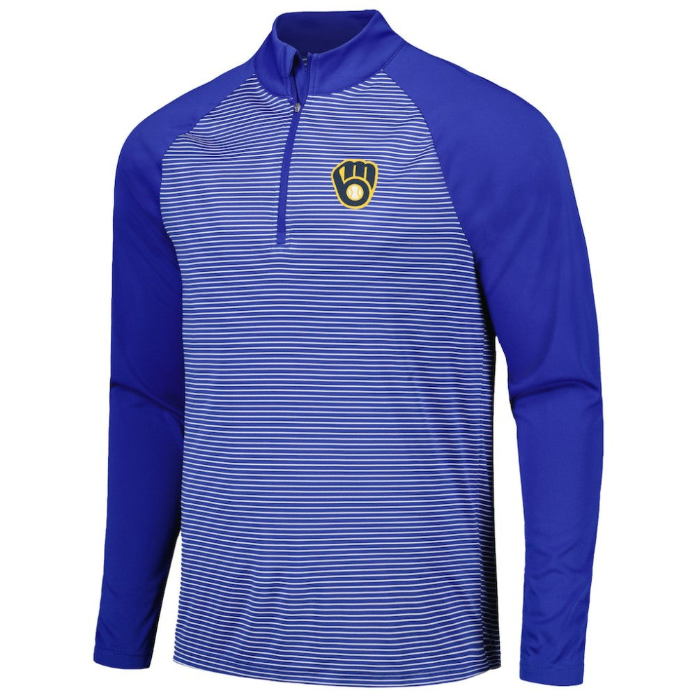 Milwaukee Brewers Levelwear Charter Striped Raglan Quarter-Zip Top - MLB