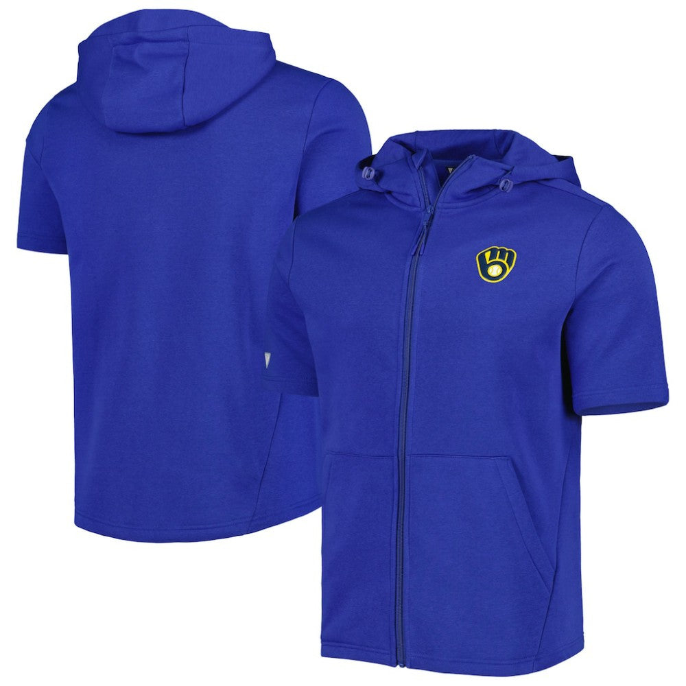 Milwaukee Brewers Levelwear Recruit Full-Zip Short Sleeve Hoodie - MLB