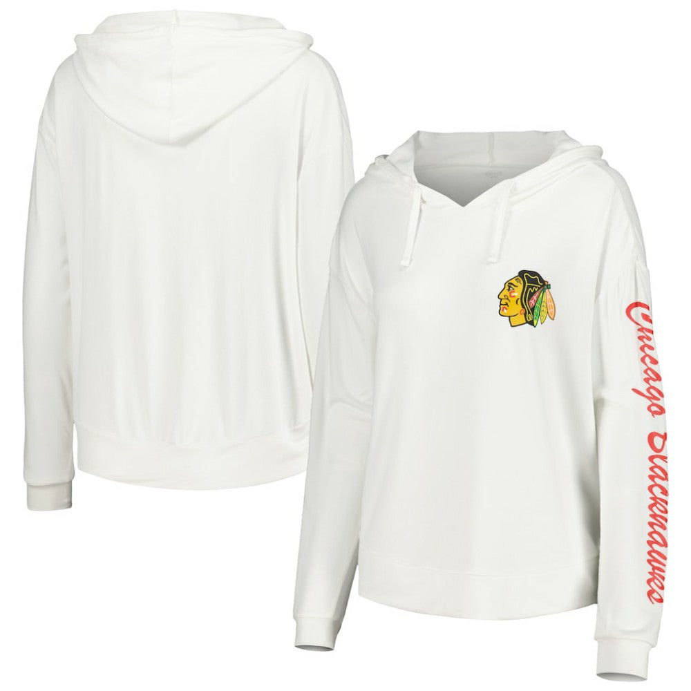 Chicago Blackhawks Concepts Sport Women's Accord Hacci Long Sleeve Hoodie Top - White - NHL