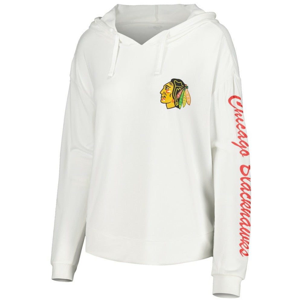 Chicago Blackhawks Concepts Sport Women's Accord Hacci Long Sleeve Hoodie Top - White - NHL