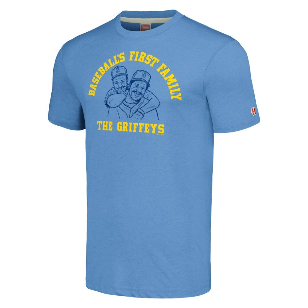 Ken Griffey & Ken Griffey Jr. Seattle Mariners Homage Illustration Tri-Blend T-Shirt - MLB