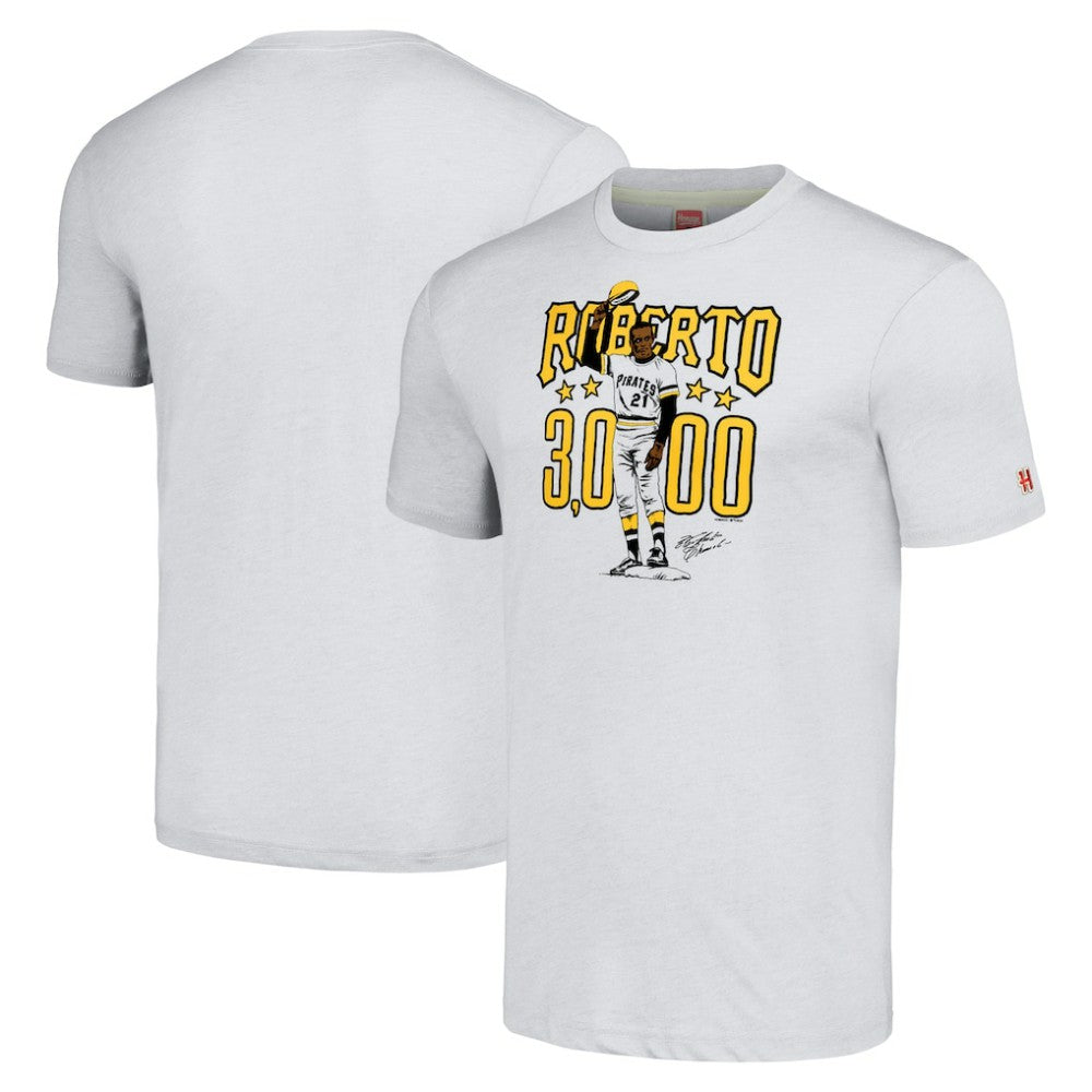 Roberto Clemente Pittsburgh Pirates Homage Illustration Tri-Blend T-Shirt - MLB