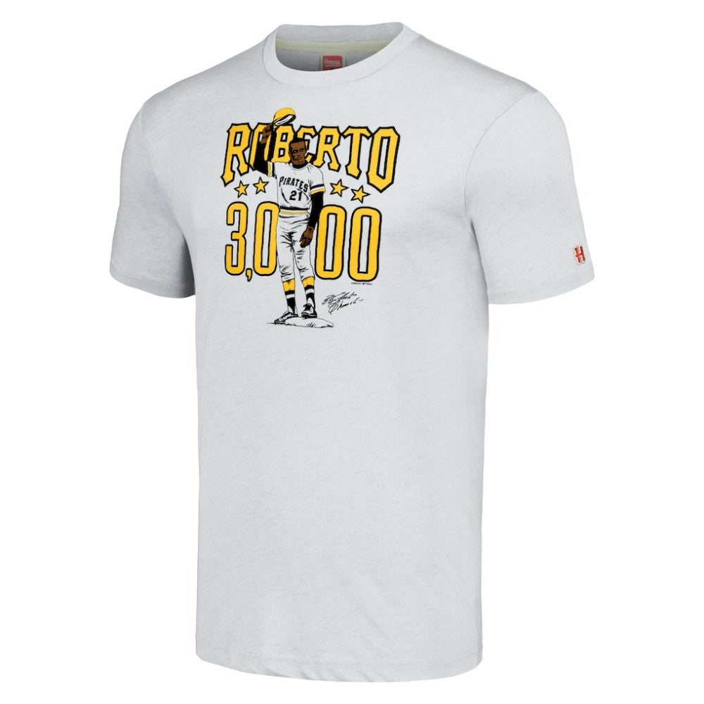 Roberto Clemente Pittsburgh Pirates Homage Illustration Tri-Blend T-Shirt - MLB