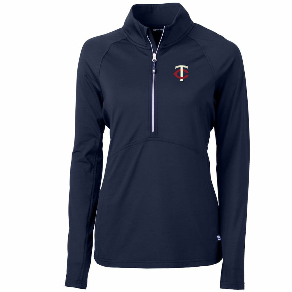 Minnesota Twins Cutter & Buck Women's Adapt Eco Knit Stretch Half-Zip Logo Pullover Top - MLB