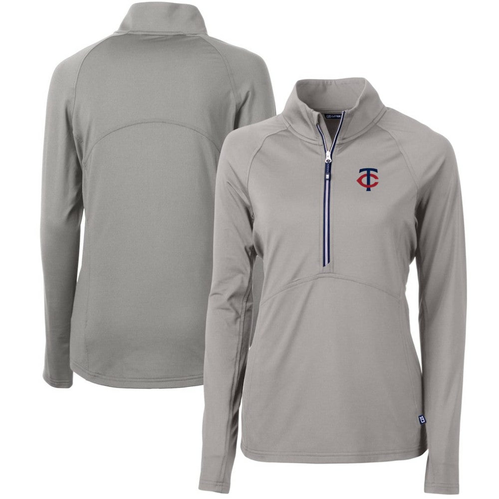 Minnesota Twins Cutter & Buck Women's Adapt Eco Knit Stretch Half-Zip Logo Pullover Top - MLB