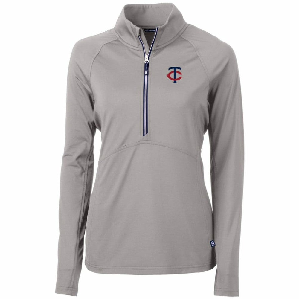 Minnesota Twins Cutter & Buck Women's Adapt Eco Knit Stretch Half-Zip Logo Pullover Top - MLB