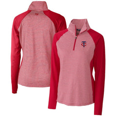Minnesota Twins Cutter & Buck Women's DryTec Forge Tonal Stripe Stretch Half-Zip Top - MLB