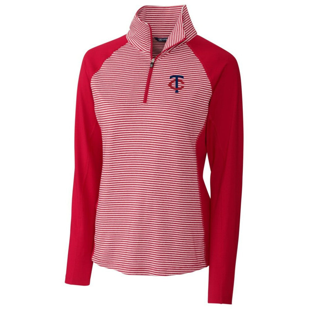 Minnesota Twins Cutter & Buck Women's DryTec Forge Tonal Stripe Stretch Half-Zip Top - MLB