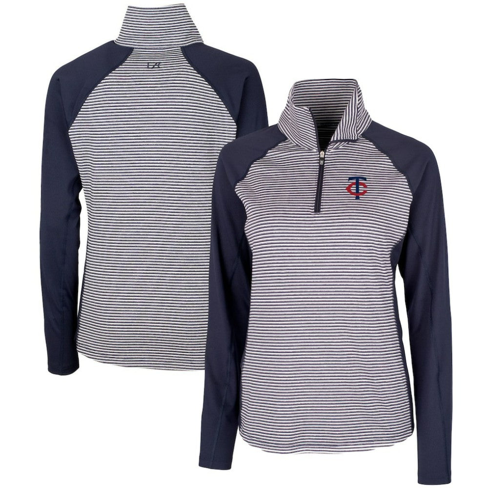 Minnesota Twins Cutter & Buck Women's DryTec Forge Tonal Stripe Stretch Half-Zip Top - MLB