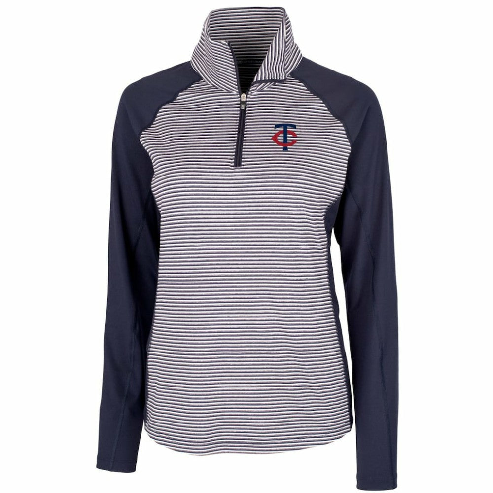 Minnesota Twins Cutter & Buck Women's DryTec Forge Tonal Stripe Stretch Half-Zip Top - MLB