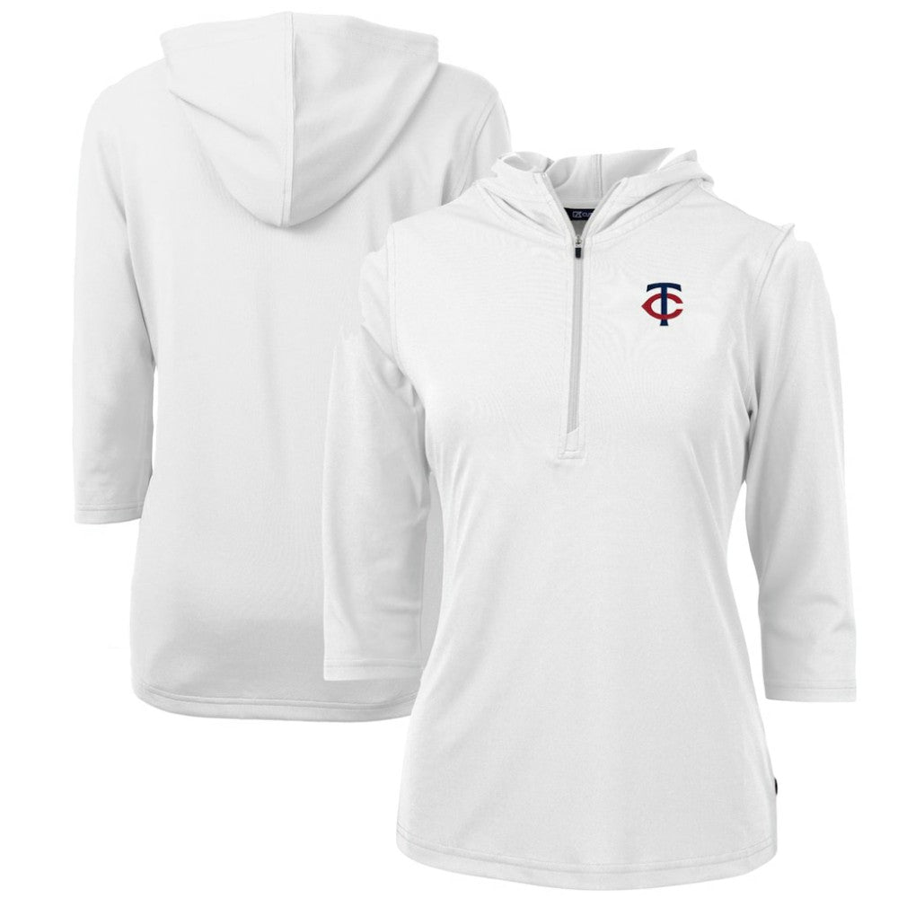 Minnesota Twins Cutter & Buck Women's DryTec Virtue Eco Pique Recycled Half-Zip Pullover Hoodie Top - MLB