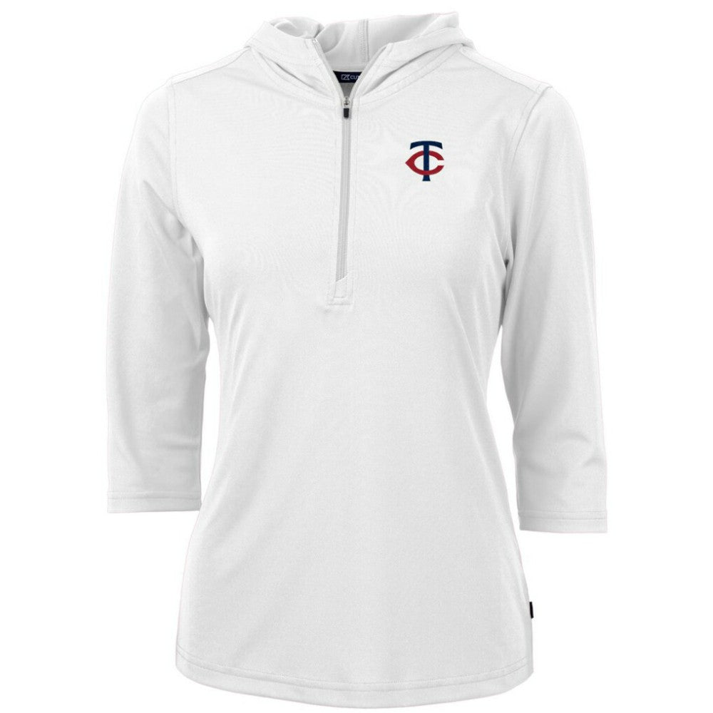 Minnesota Twins Cutter & Buck Women's DryTec Virtue Eco Pique Recycled Half-Zip Pullover Hoodie Top - MLB