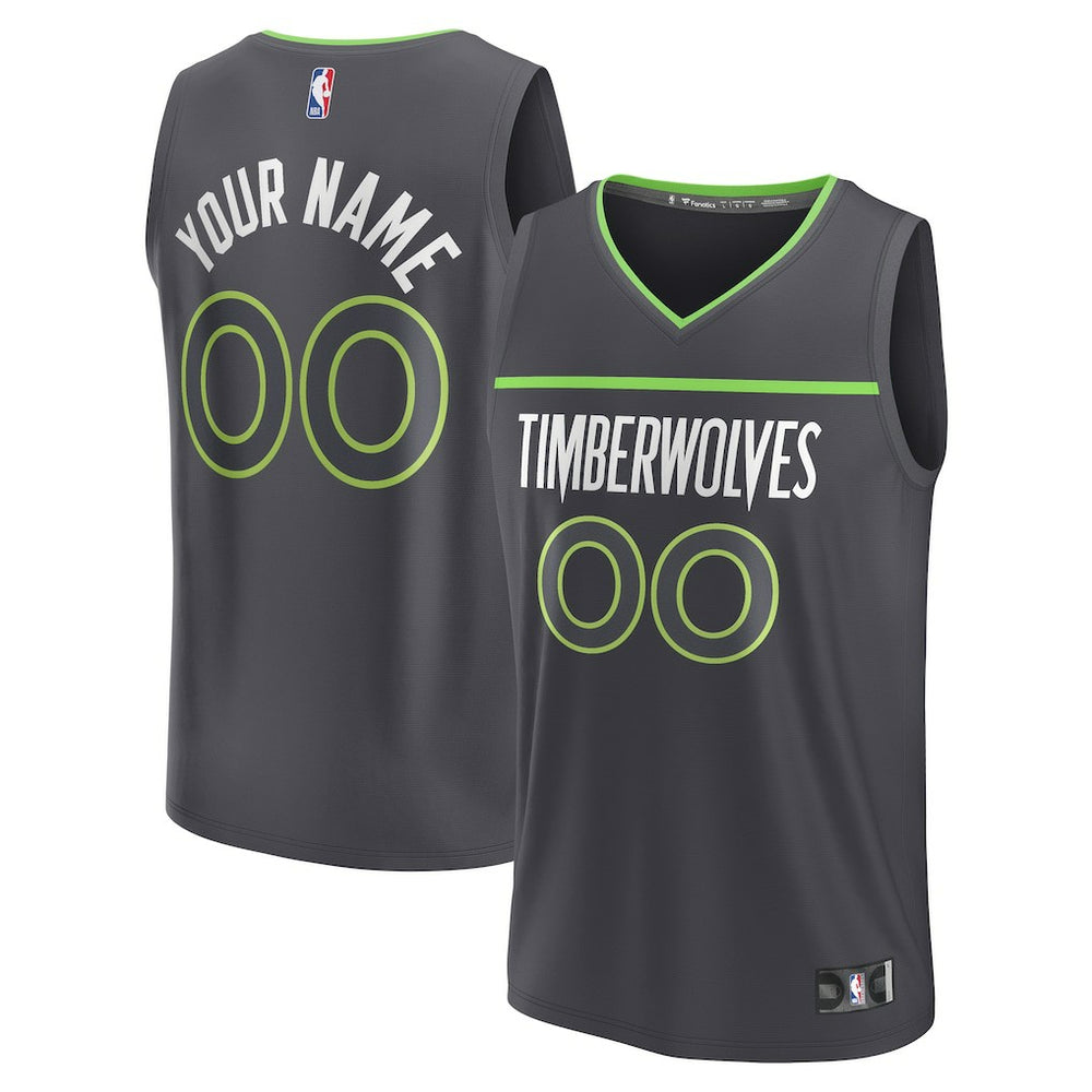 Minnesota Timberwolves Youth Custom Fast Break Jersey Statement Edition Black - NBA