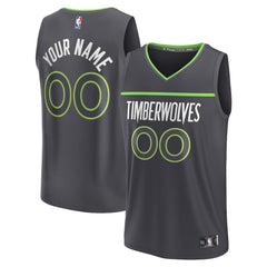 Minnesota Timberwolves Youth Custom Fast Break Jersey Statement Edition Black - NBA