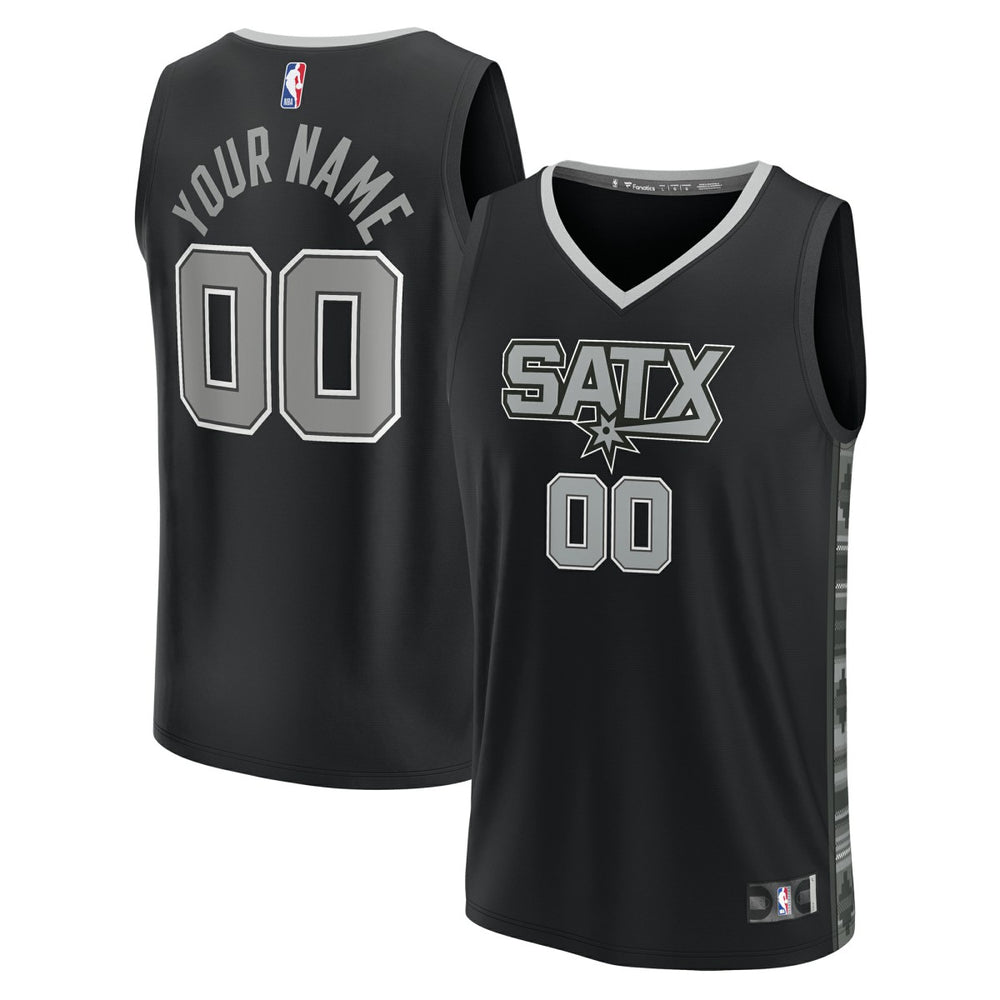 San Antonio Spurs Youth Fast Break Replica Custom Jersey Statement Edition Black - NBA