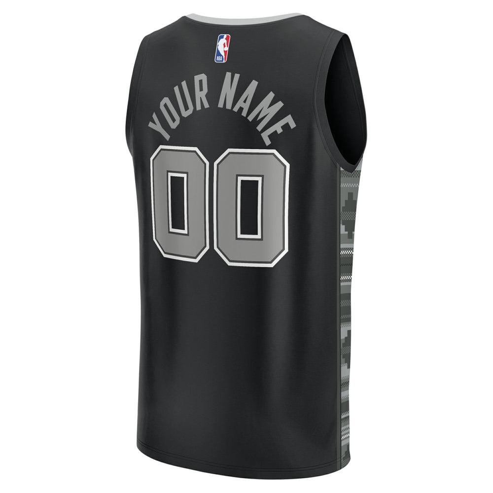 San Antonio Spurs Youth Fast Break Replica Custom Jersey Statement Edition Black - NBA