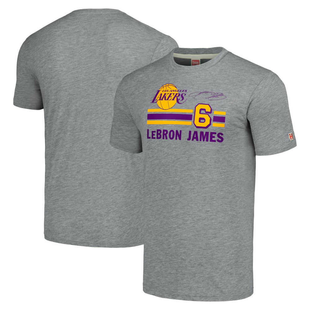 LeBron James Los Angeles Lakers Homage Number Tri-Blend T-Shirt Gray - NBA