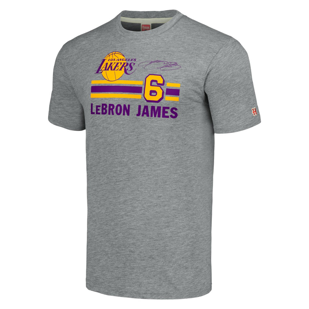 LeBron James Los Angeles Lakers Homage Number Tri-Blend T-Shirt Gray - NBA