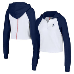 Houston Astros Lusso Women's Jane Raglan Quarter-Zip Tri-Blend Cropped Pullover Hoodie - MLB