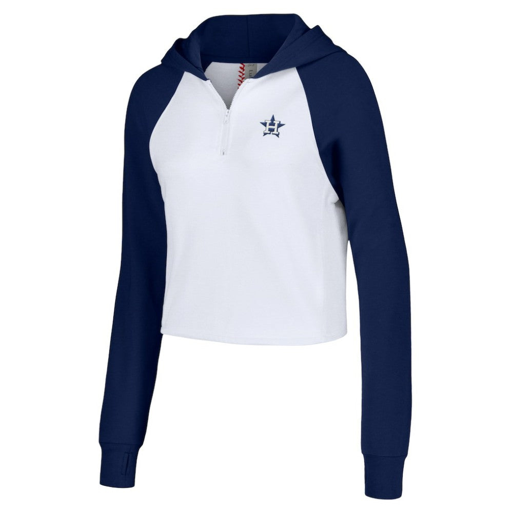 Houston Astros Lusso Women's Jane Raglan Quarter-Zip Tri-Blend Cropped Pullover Hoodie - MLB