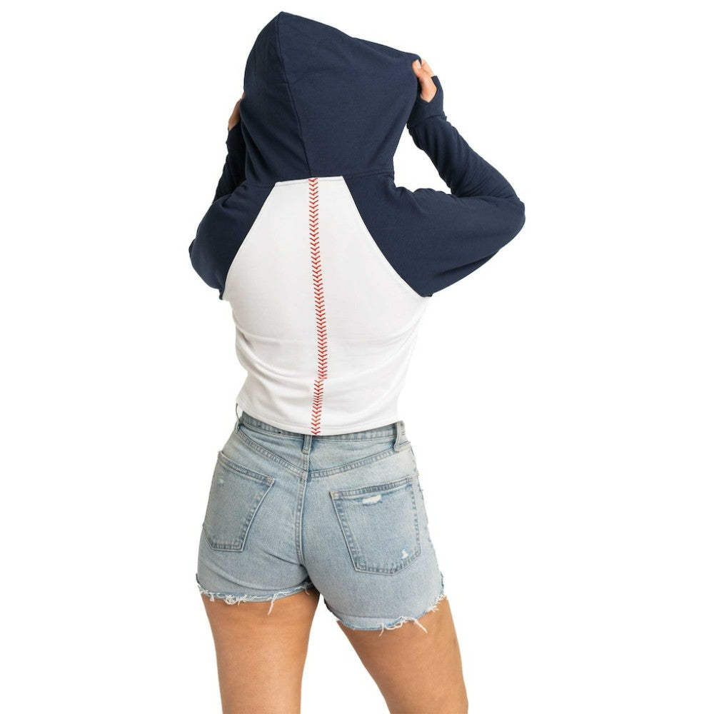 Houston Astros Lusso Women's Jane Raglan Quarter-Zip Tri-Blend Cropped Pullover Hoodie - MLB